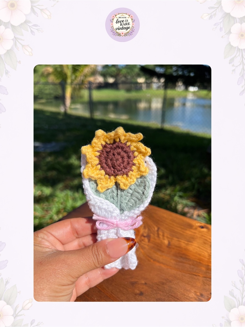Crochet Sunflower • Yellow, Green & White Mini Bouquet